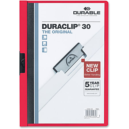 Durable Duraclip® 30 Report Covers, 8 1/2" x 11", Red