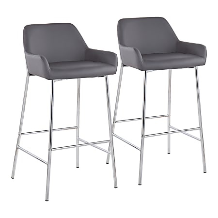 LumiSource Daniella Counter Stools, Gray/Chrome, Set Of 2 Stools