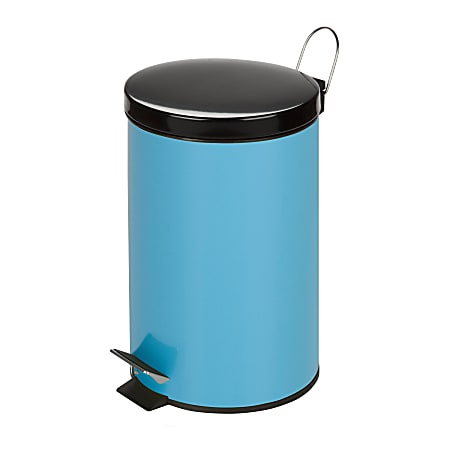 Honey-Can-Do Steel Step Trash Can, 3.2 Gallons, Robin's Egg Blue