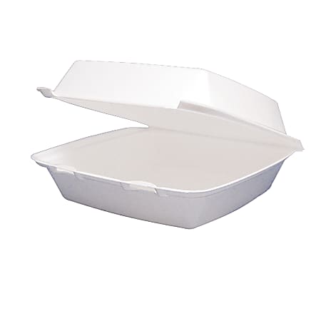 Dart® Hinged-Lid Foam Containers, 3 1/4"H x 8