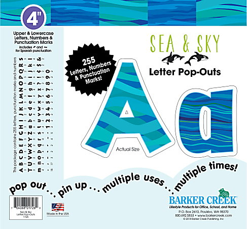 Barker Creek Letter Pop-Outs, 4", Sea & Sky,