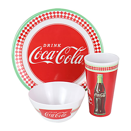 Coca Cola 12 Piece Melamine Dinnerware Set Red