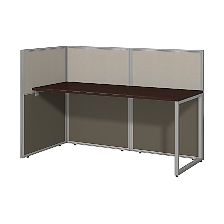 Bush Business Furniture Easy Office 60"W Cubicle Desk Workstation With 45"H Open Panels, Mocha Cherry/Silver Gray, Standard Delivery