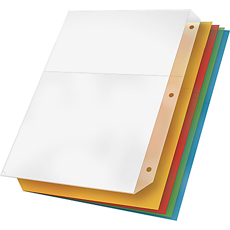 Cardinal® Poly Ring Binder Pockets, Multicolor, Pack Of