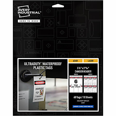 Avery UltraDuty LOTO Prerinted DANGER Hang Tags - 2.92