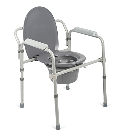 Guardian 3-In-1 Steel Elongated Bedside Commodes, Case Of 4