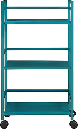 Ameriwood™ Home Marshall 3-Shelf Metal Rolling Utility Cart, Teal