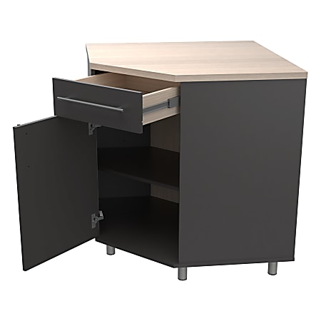 Inval Kratos™ Series 45"W Wall-Mounted Corner Storage Cabinet, Dark Gray/Maple
