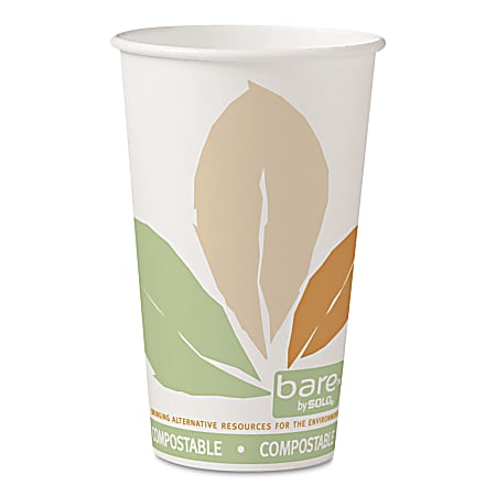 Bare® by Solo Eco Forward PLA Paper Hot Cups, 16 Oz, Leaf, Pack Of 1,000 Cups