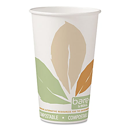 Solo® Bare® Eco-Forward® PLA Paper Hot Cups, 16 Oz, Leaf, Pack Of 1,000 Cups