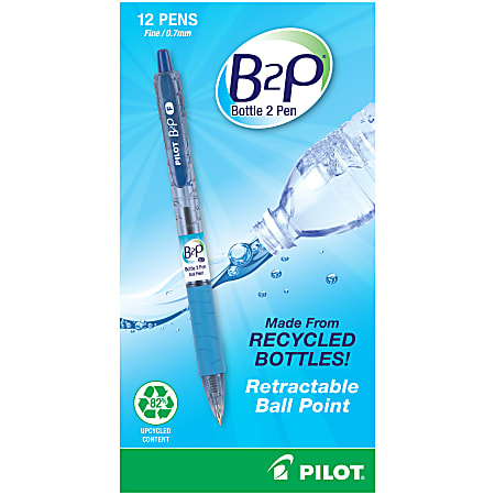 Stylo bleu - B2P rechargeable - pointe moyenne 0,7 - Ethikit