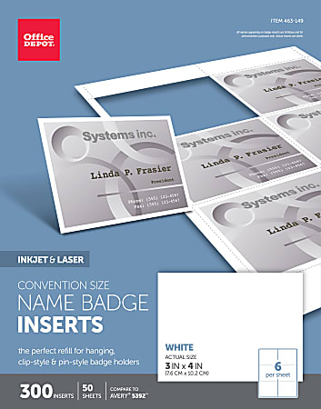 Office Depot® Brand Badge Inserts, Convention Size, 3"