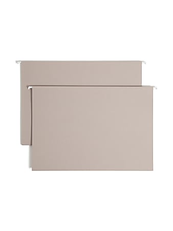 Smead® TUFF® Hanging Box Bottom Folder with Easy Slide Tab, 2" Expansion, Legal Size, Steel Gray, Box of 18