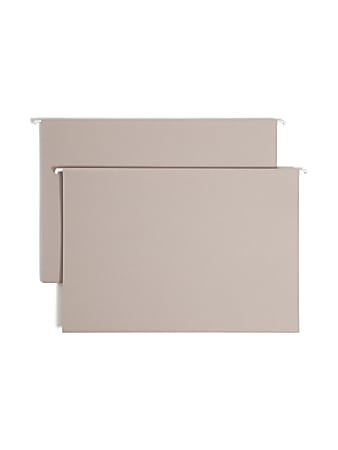 Smead® TUFF® Hanging Box Bottom Folder with Easy Slide? Tab, 2" Expansion, Legal Size, Steel Gray, Box of 18
