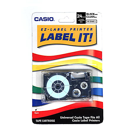 Casio® XR24WE Black-On-White Tape, 1" x 26'