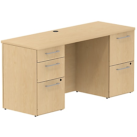 Bush Business Furniture 300 Series Office Desk With 2 Pedestals 60"W, Natural Maple, Premium Installation