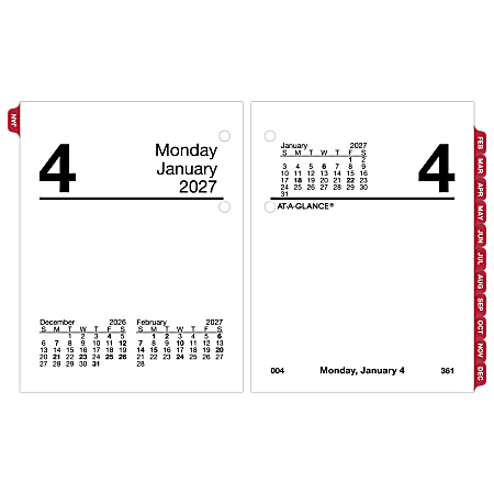 AT-A-GLANCE&reg; 2027 Daily Loose-Leaf Desk Calendar Refill, Mini, 3" x 3 3/4"