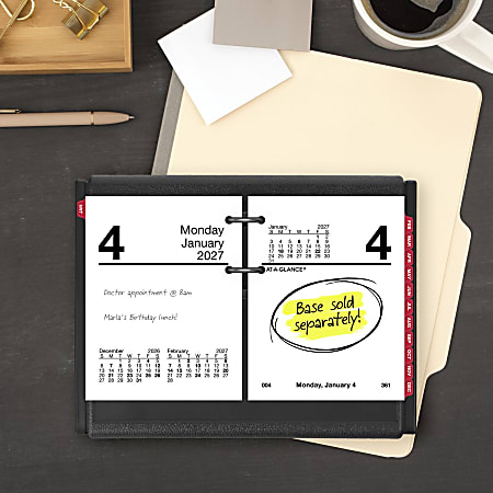 AT A GLANCE 2027 Daily Loose Leaf Desk Calendar Refill Mini 3 x 3 34 ...