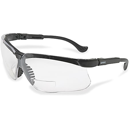 Uvex Safety Genesis 2 Magnifier Readers - Clear Lens - Black Frame - Scratch Resistant, Flexible, Padded, Adjustable Temple, Comfortable - 1 Each