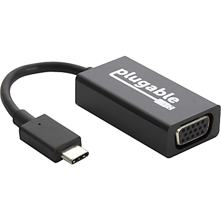 Plugable USB C to VGA Adapter Compatible with 2018 iPad Pro, 2018 MacBook Air, 2018 MacBook Pro, Surface Book 2, Thunderbolt 3 & More - (Support for resultions up to 1920x1200 @ 60Hz), Driverless