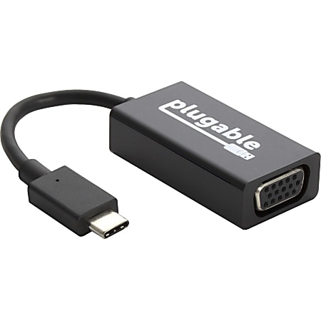 Plugable USB C to VGA Adapter Compatible with 2018 iPad Pro, 2018 MacBook Air, 2018 MacBook Pro, Surface Book 2, Thunderbolt 3 & More - (Support
