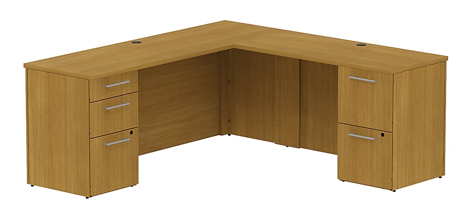 BBF 300 Series Small-Space L-Shaped Desk, 29 1/10"H x 71 1/10"W x 69 2/5"D, Modern Cherry, Premium Installation Service