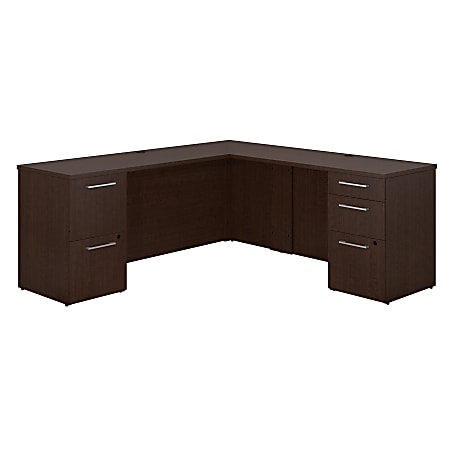 Bush Business Furniture 300 Series L Shaped Desk With 2 Pedestals 72"W x 22"D, Mocha Cherry, Standard Delivery