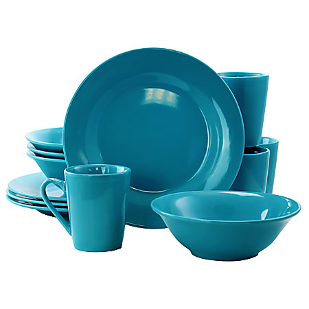 Gibson Home Carlton 12-Piece Dinnerware Set, Blue