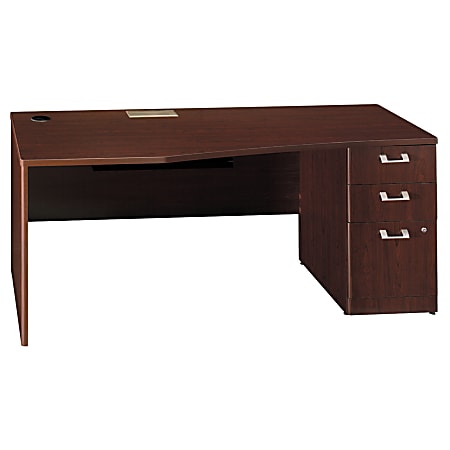 BBF Quantum 72" Right Hand Desk With Pedestal, 30"H x 71 3/8"W x 29 3/8"D, Harvest Cherry, Standard Delivery Service