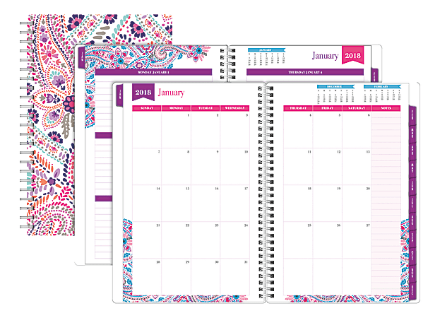 Office Depot® Brand Weekly/Monthly Planner, 4" x 6", Boho Floral, January To December 2018