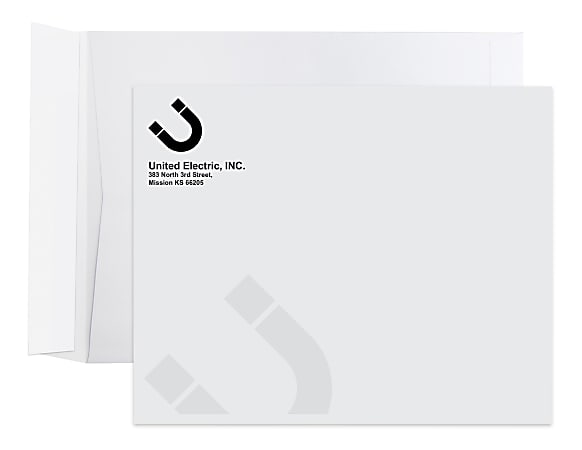 Peel & Seal, White Wove Open End Catalog Mailing Envelopes, Black Ink, Custom 9" x 12", Box Of 500