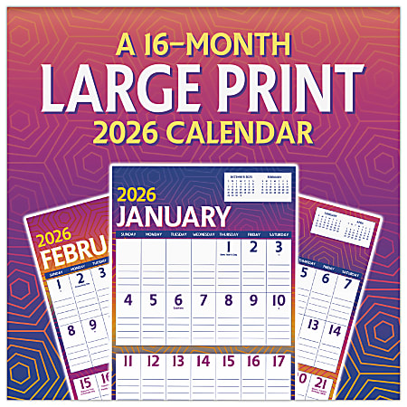 2026 DateWorks Monthly Mini Calendar, 7" x 7", Large Print, January To December, 261016OD