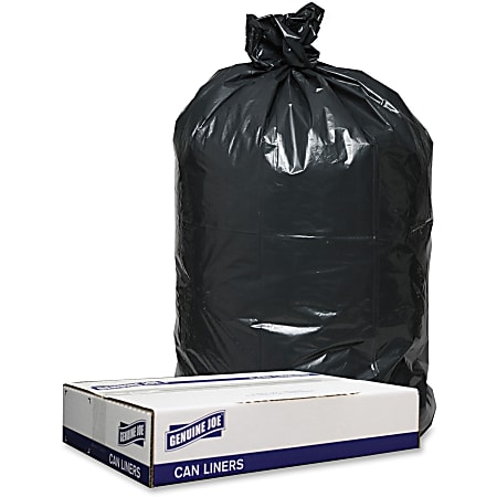 Genuine Joe Low Density Black Can Liners - 45 gal Capacity - 40" Width x 46" Length - 1.20 mil (30 Micron) Thickness - Low Density - Black - 100/Carton - Can - Recycled