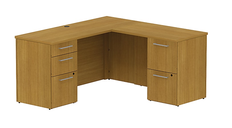 BBF 300 Series Small-Space L-Shaped Desk, 29 1/10"H x 59 3/5"W x 57 1/5"D, Modern Cherry, Premium Installation Service