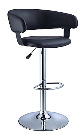 Powell Barrel Back Adjustable Bar Stool, Black/Chrome