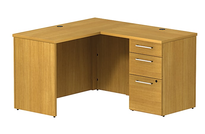 BBF 300 Series Small-Space L-Shaped Desk, 29 1/10"H x 47 3/5"W x 51 1/2"D, Modern Cherry, Premium Installation Service