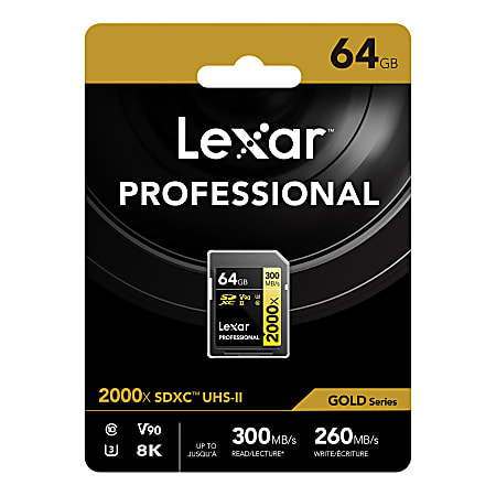 Lexar Gold Professional 2000x SDHCSDXC UHS II Card 64GB - Office Depot