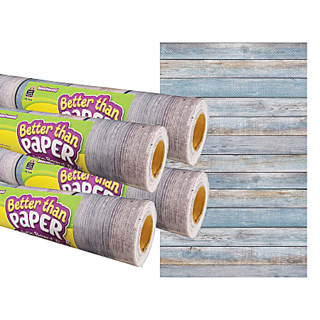 Teacher Created Resources® Better Than Paper® Bulletin Board Paper Rolls,  4' x 12', Beachwood, Pack Of 4 Rolls