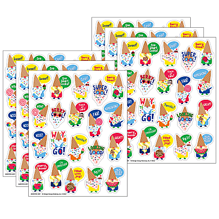 Eureka Scented Stickers, Medium, Dessert Gnomes Candy, 80 Stickers Per Pack, Bundle Of 6 Packs