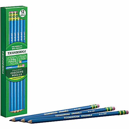 Dixon Eraser Tipped Checking Pencils HB Lead Blue Lead Pack