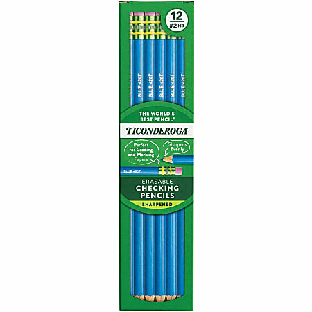 Dixon Eraser Tipped Checking Pencils HB Lead Blue Lead Pack Of 12