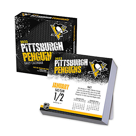 Lang Turner Licensing Boxed Daily Desk Calendar, 5-1/4" x 5-1/4", Pittsburgh Penguins, January To December 2022