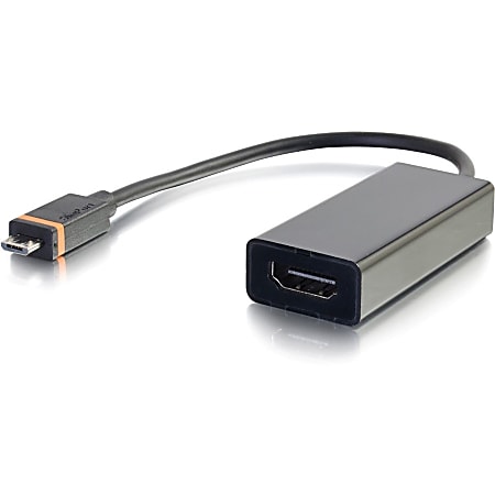 C2G Mobile Device USB Micro-B to HDMI Display SlimPort Adapter Cable - HDMI/USB for TV, Projector, Audio/Video Device, Tablet PC, Cellular Phone - 1 x Type B Male Micro USB - 1 x HDMI Female Digital Audio/Video, 1 x Type B Female Micro USB - Black"""
