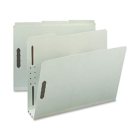 Nature Saver 1/3-Cut Pressboard Fastener Folders, Letter Size, 3" Expansion, 75% Recycled Gray Green, Box Of 25