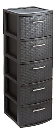 Inval Infinity 5-Drawer Storage Cabinet, 39”H x 12-5/8”W x 14-5/8”D, Espresso