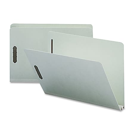 Nature Saver Pressboard Fastener Folders, Legal Size, 100% Recycled, Gray Green, Box Of 25