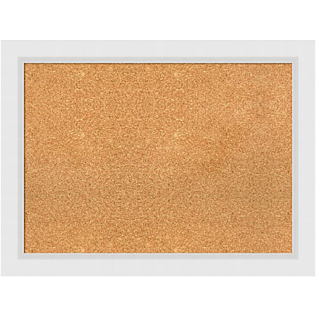 Amanti Art Cork Bulletin Board, 32" x 24", Natural, Blanco White Wood Frame