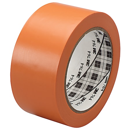 3M™ 764 Vinyl Tape, 3" Core, 2" x 36 Yd., Orange, Case Of 6