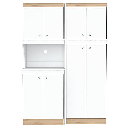 Inval Galley 2-Piece Kitchen Microwave Storage Cabinet System,