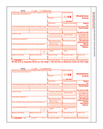 ComplyRight 1099-MISC Tax Forms, Inkjet/Laser, Federal Copy A, 8 1/2" x 11", Pack Of 50 Sheets/100 Forms
